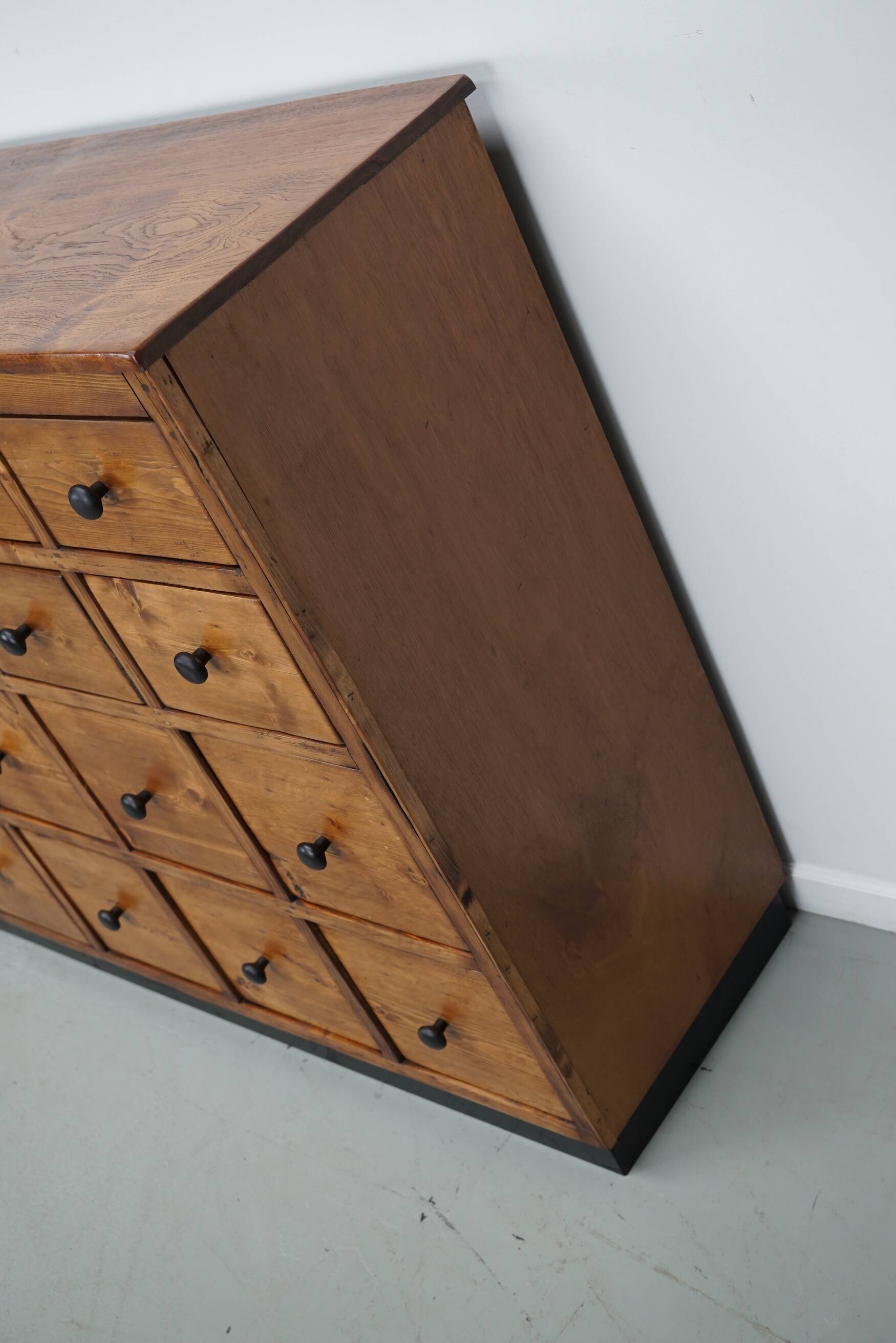 Large German Pine Industrial Apothecary / Shop Cabinet, 1950s