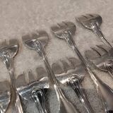 10 silver-plated oyster forks by Ravinet Denfert, shell-shaped goldsmith