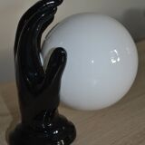 Vintage black opaline globe wall lamp