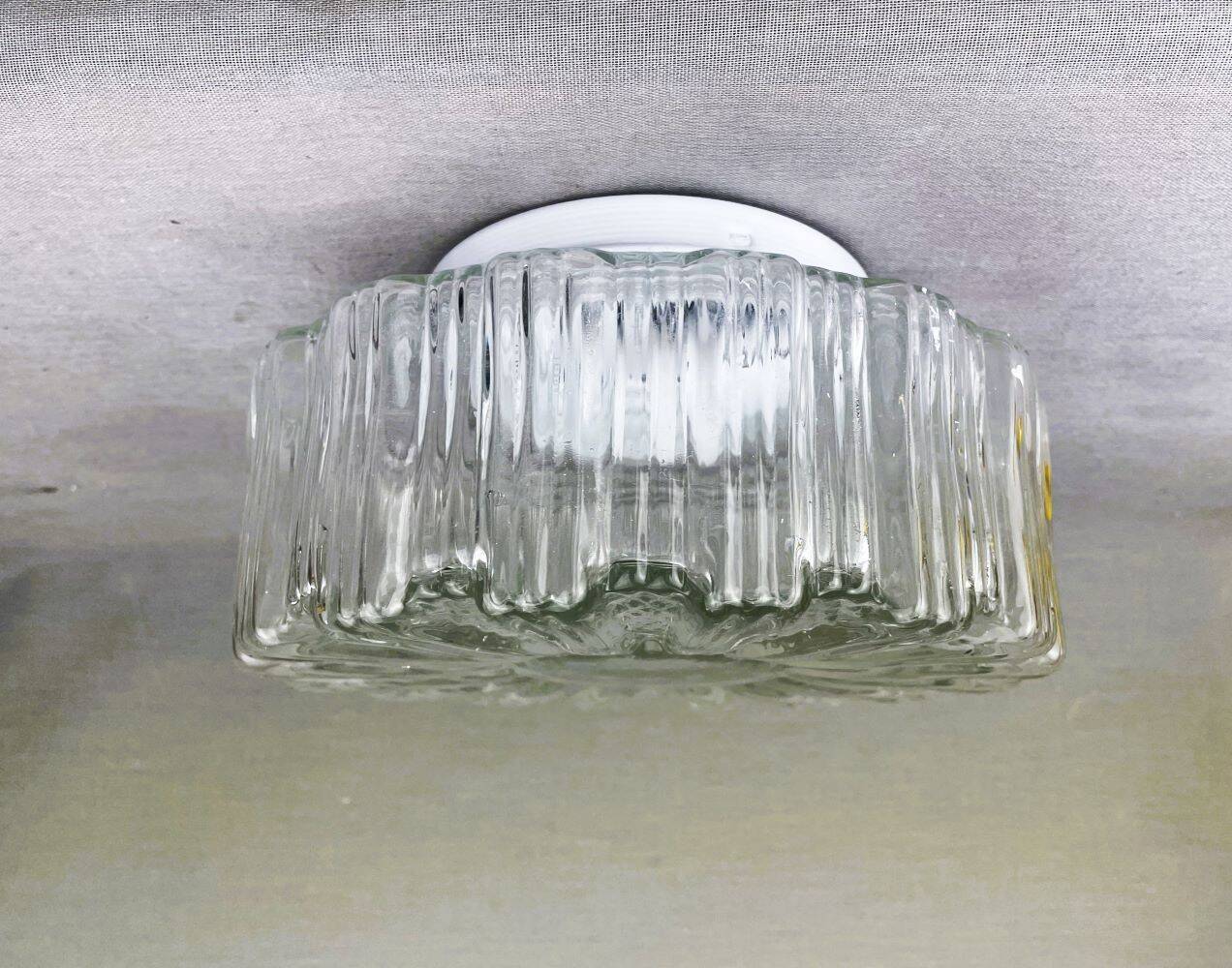 Paire de lampes à fleurs rondes et carrées en verre transparent à encastrer