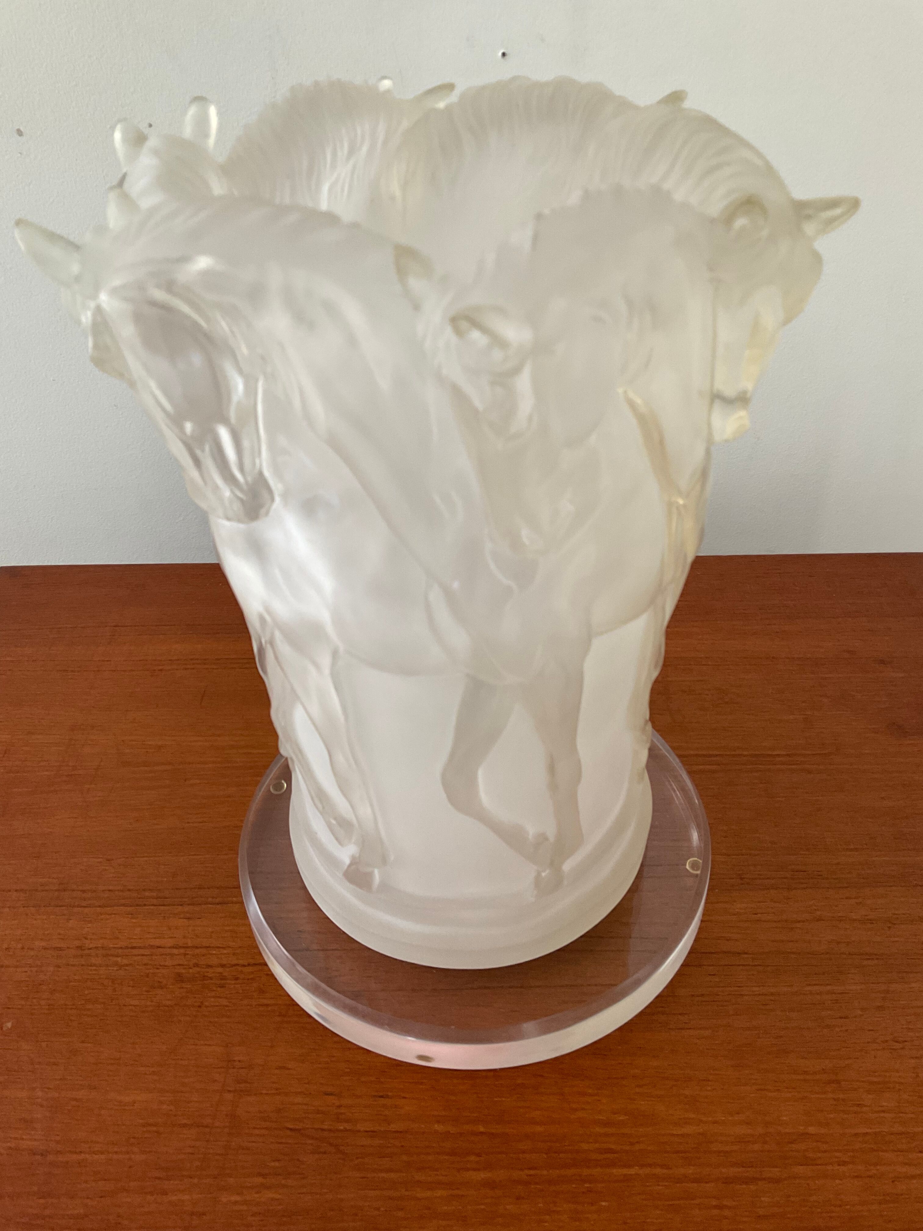 Lamp decorated with horses in plexiglass from the 70s