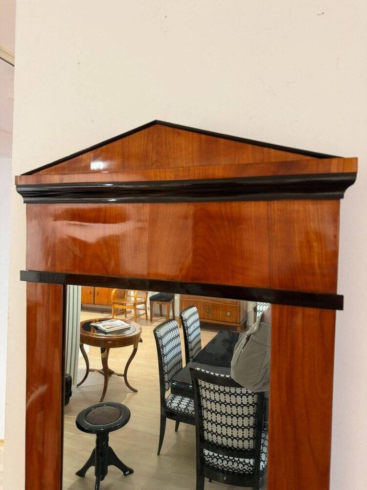 Biedermeier wall mirror with ebonised cherry veneer, South Germany, 1820