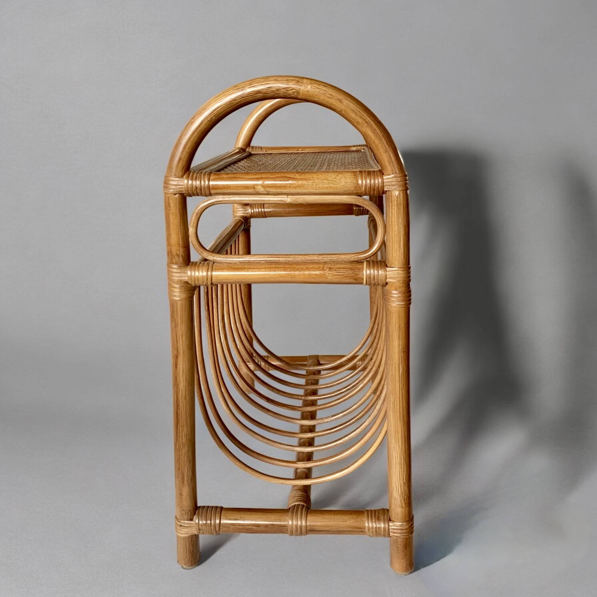 Vintage rattan and bamboo magazine rack