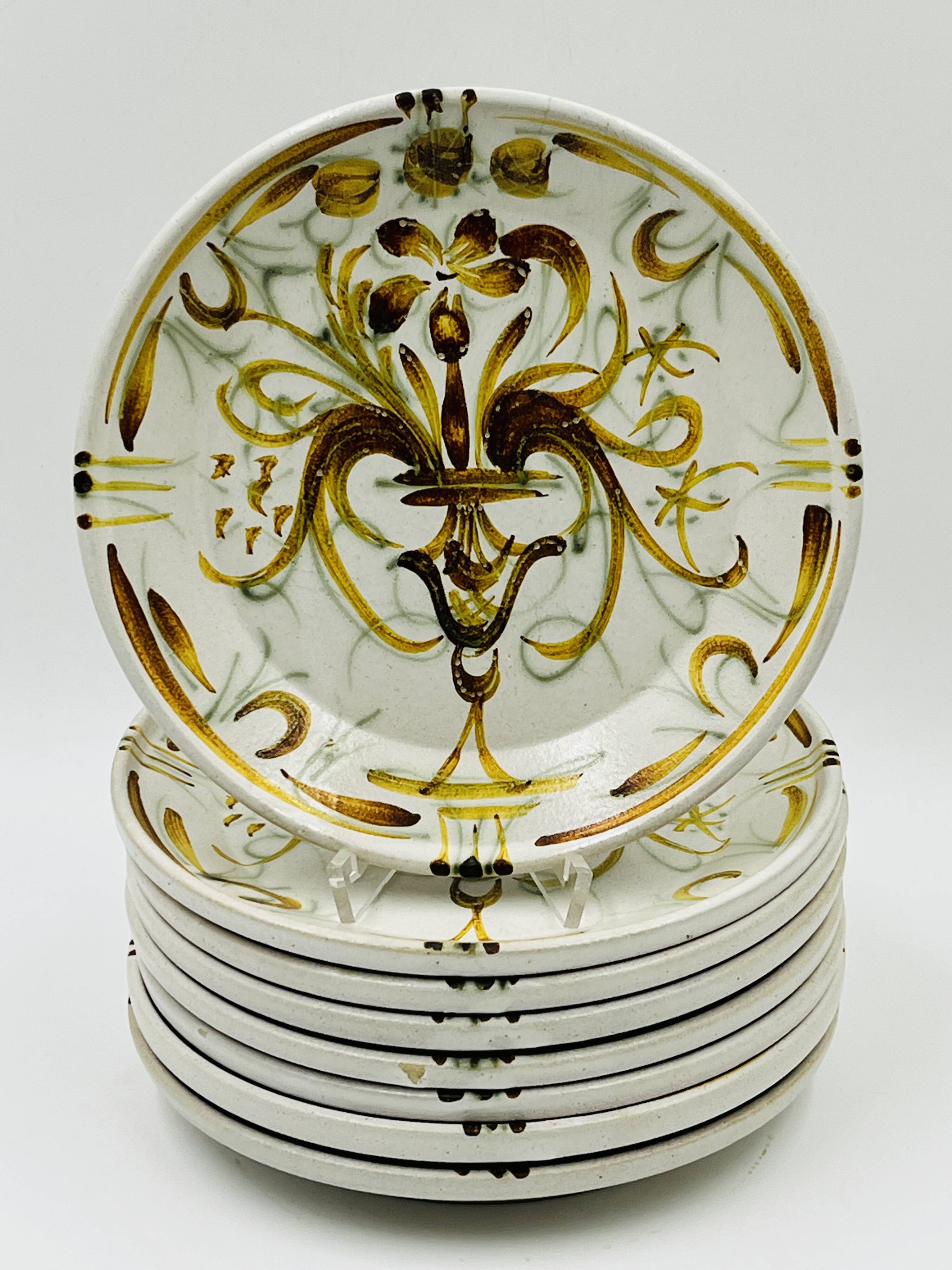 8 Dessert Plates Keraluc Quimper Renaissance 1960