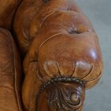 Antique Baroque Sheepskin Leather Chesterfield Armchair