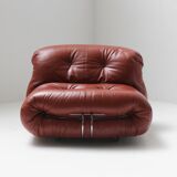 Vintage Soriana set in red leather by Afra e Tobia Scarpa for Cassina Italy
