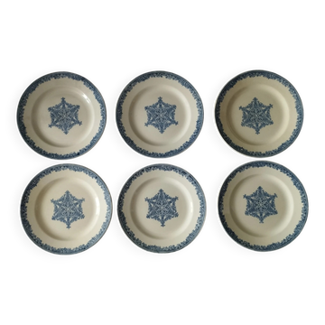 6 assiettes à dessert terre de fer J. Vieillard Bordeaux « Guirlande »