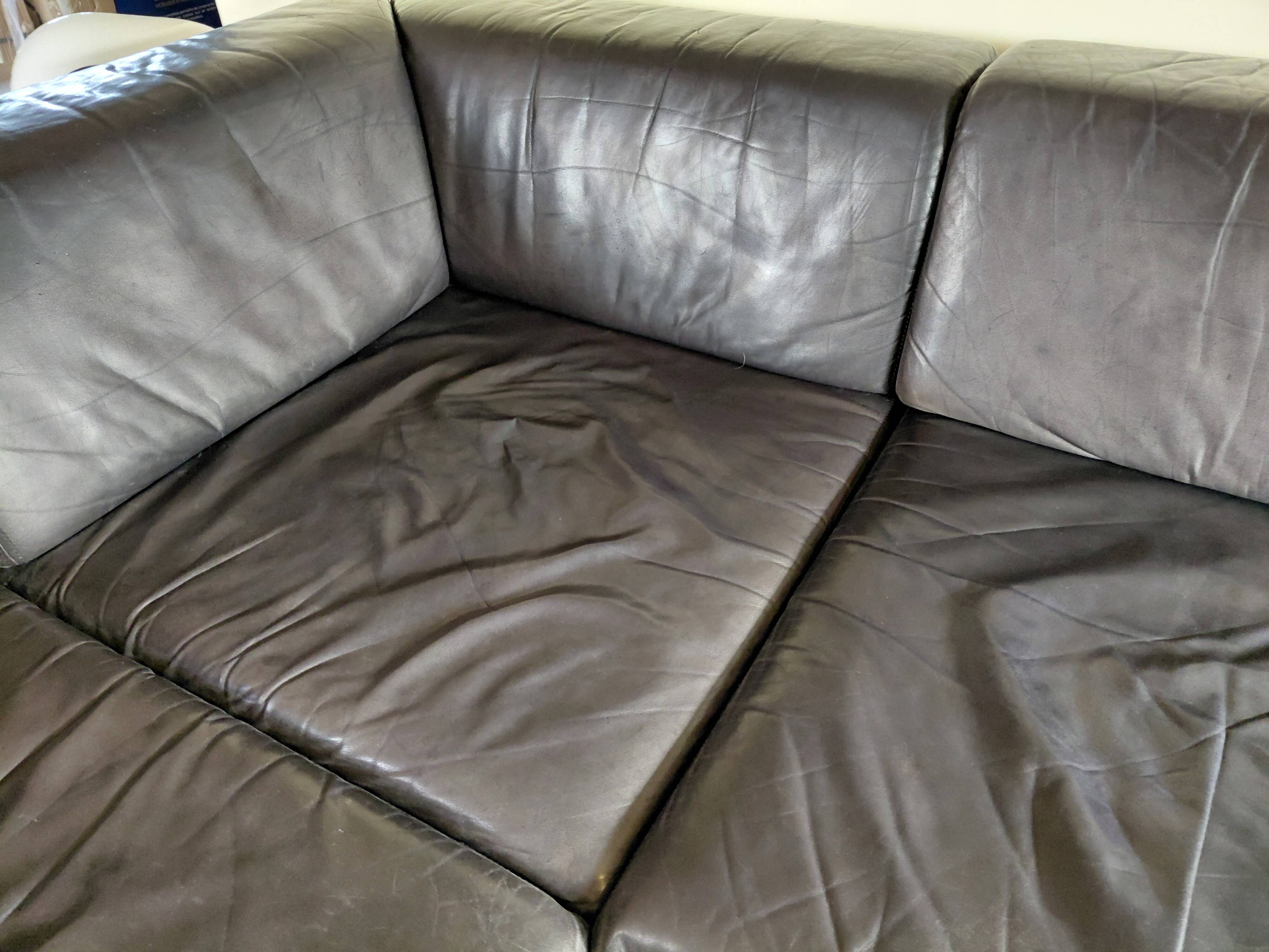 Canapé modulable De Sede DS76 en cuir noir (5 modules)