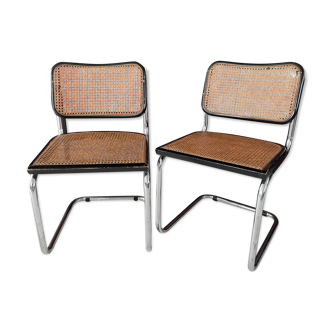 Pair of black Cesca B32 Marcel Breuer chairs