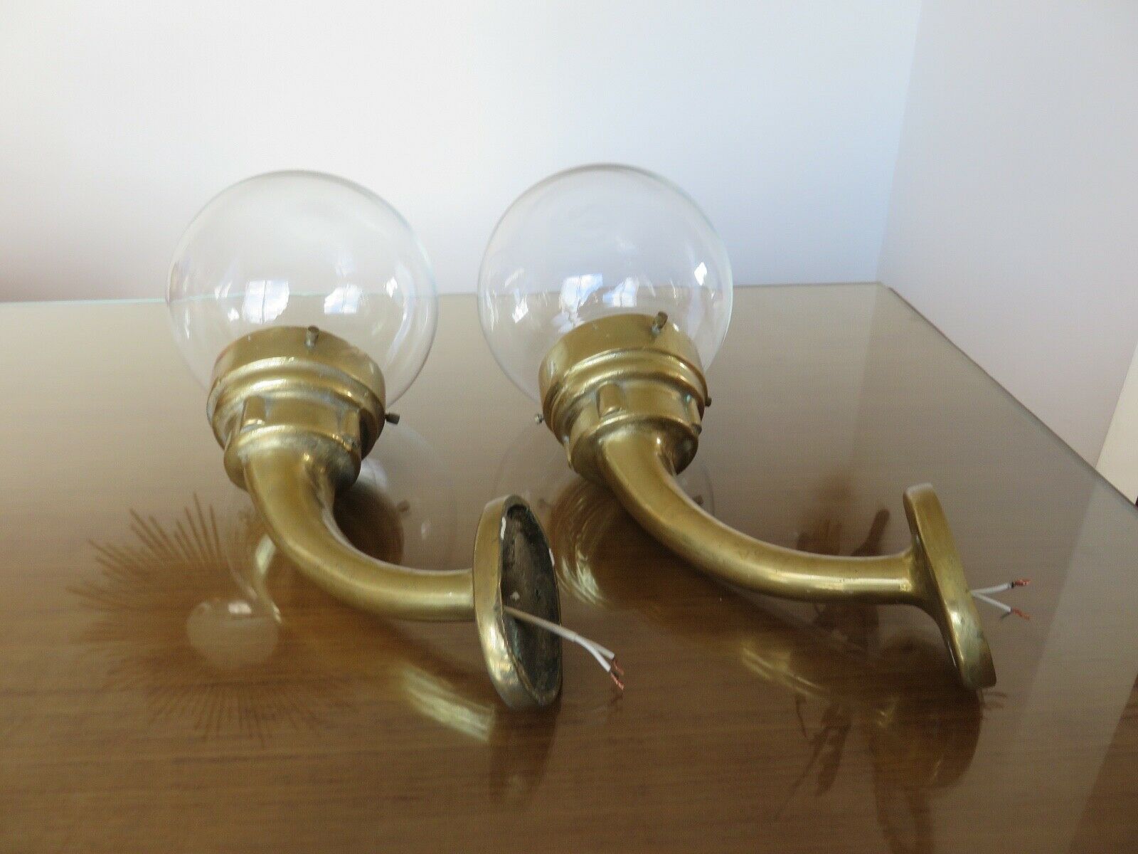 Pair of theater wall sconces in bronze art deco 30s