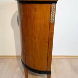 Biedermeier Demilune Half Cabinet in Cherrywood and Brass, France, 1810s