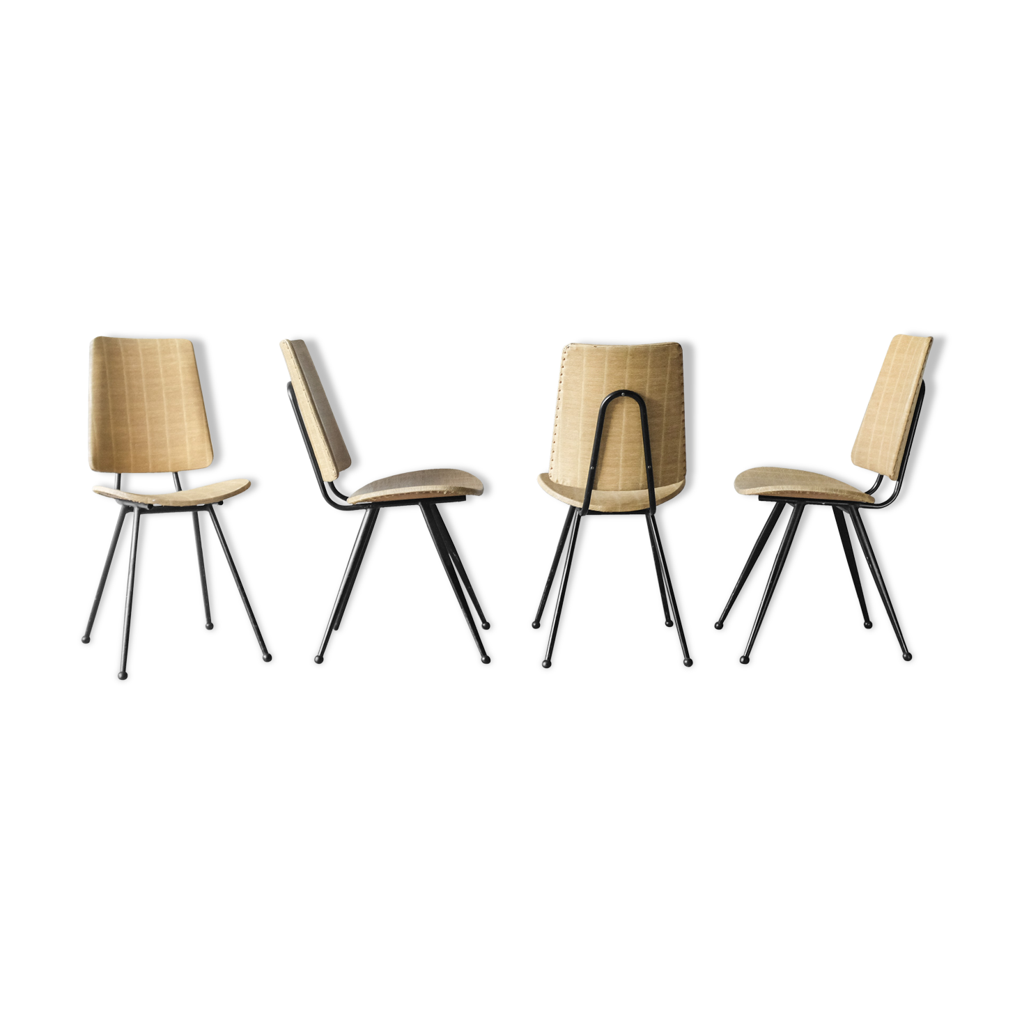 Set of 4 vintage compass feet chairs - 1960