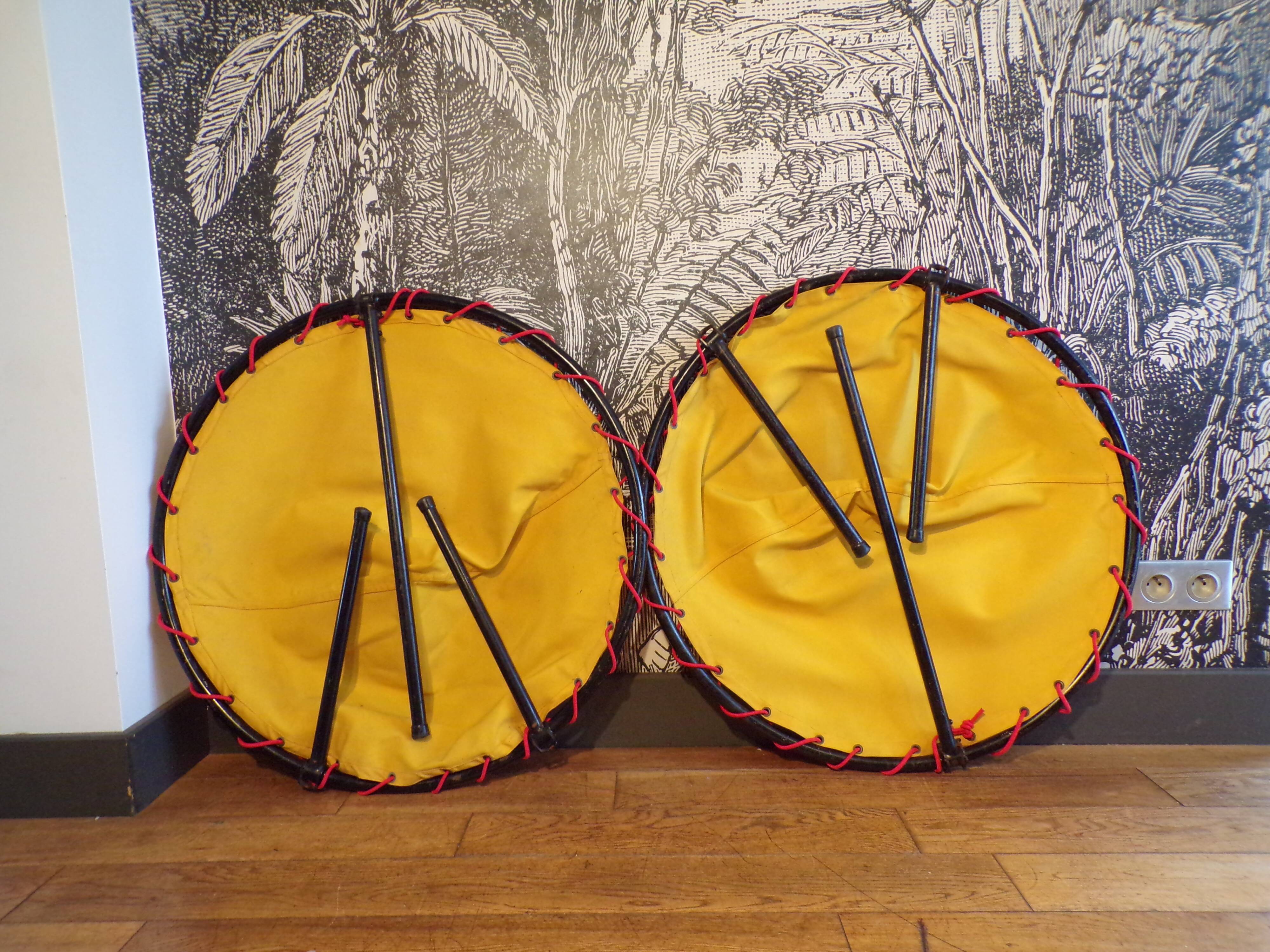 Pair of folding balloon chairs from the 1950s-60s.