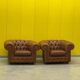 Brown Leather Chesterfield armchair (Price is for One)