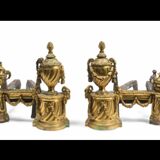 Pair of Louis XVI style chenets, 19th century