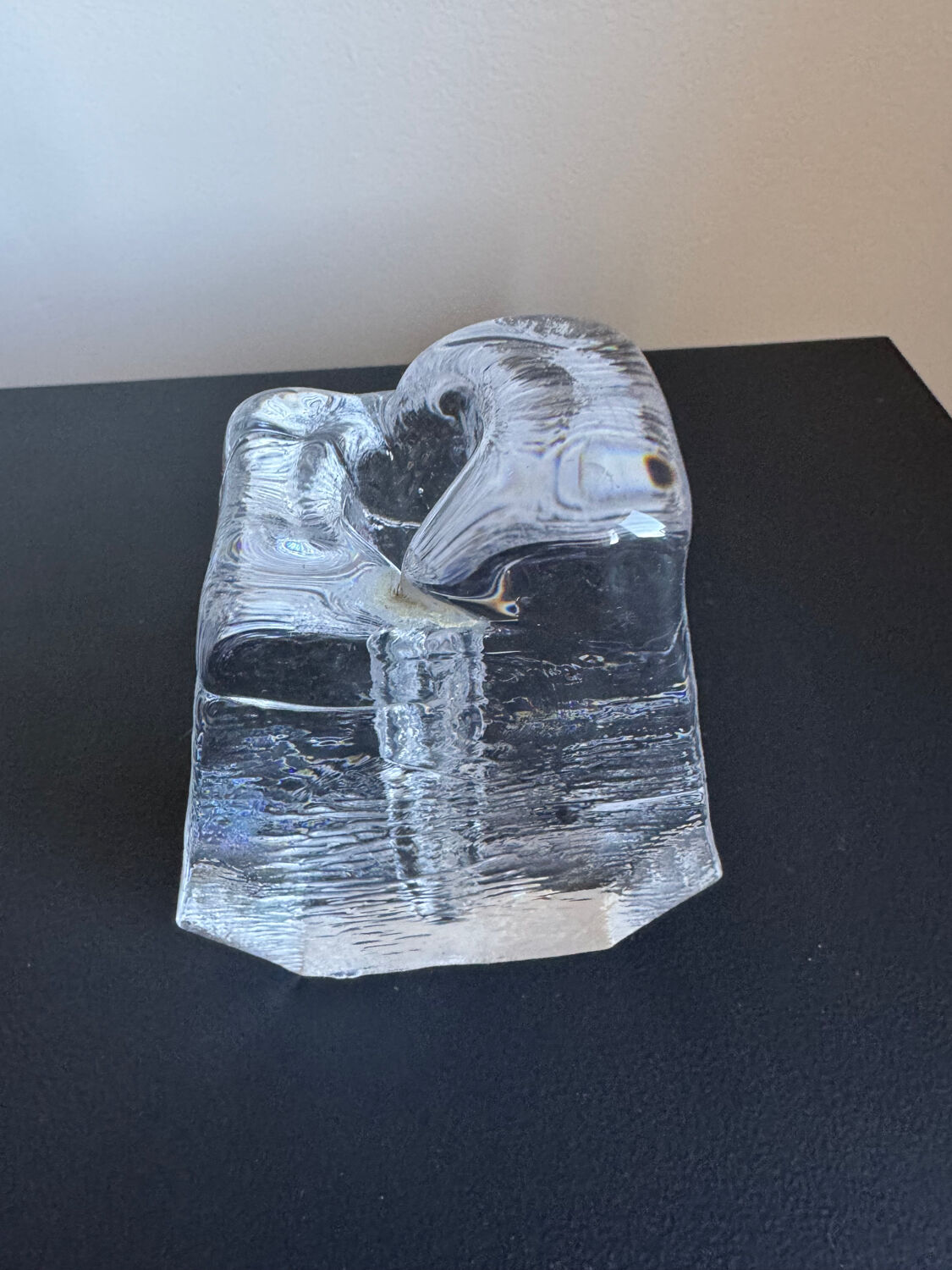 Textured glass button vase in mid-century brutalist style.