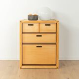 Flötotto chest of drawers, 1970s, beech, brown HPL, 4 drawers