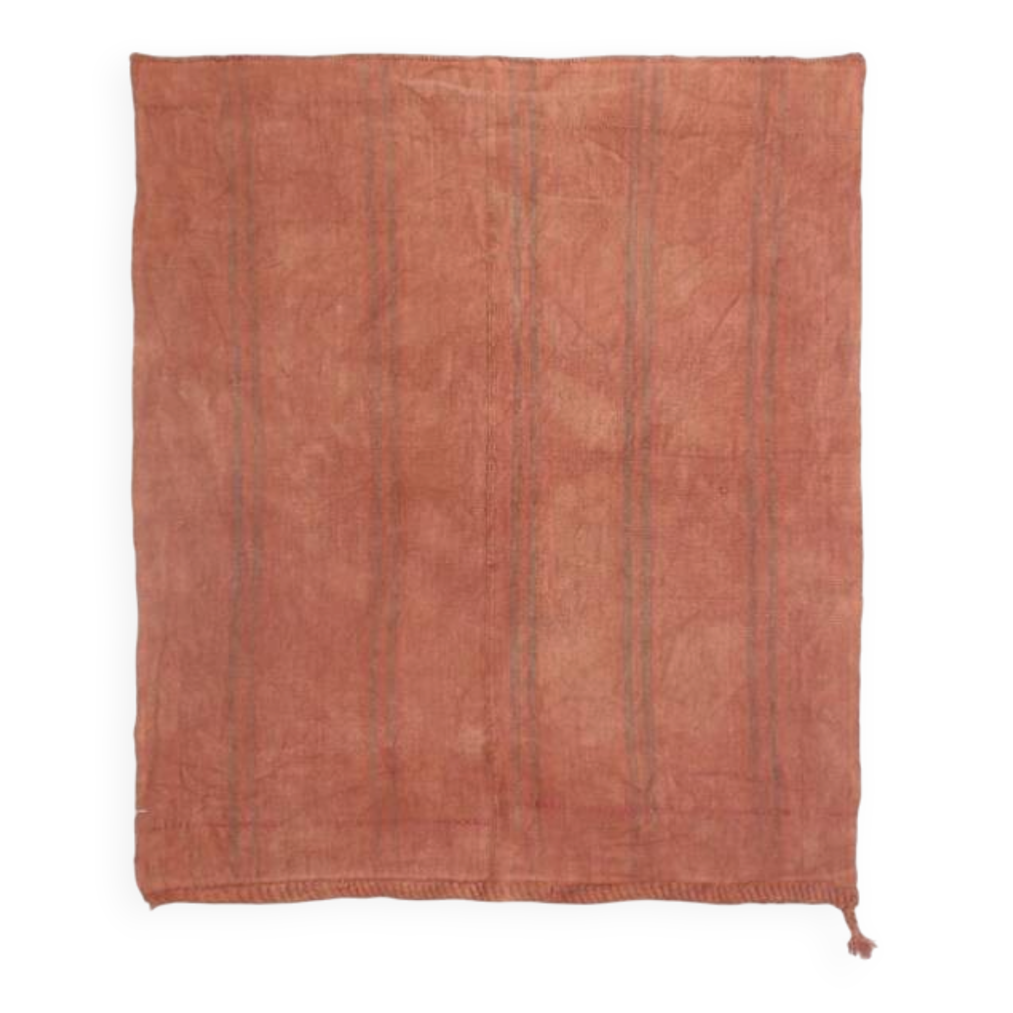 Terracotta Striped Modern Kilim Rug, 154x190Cm