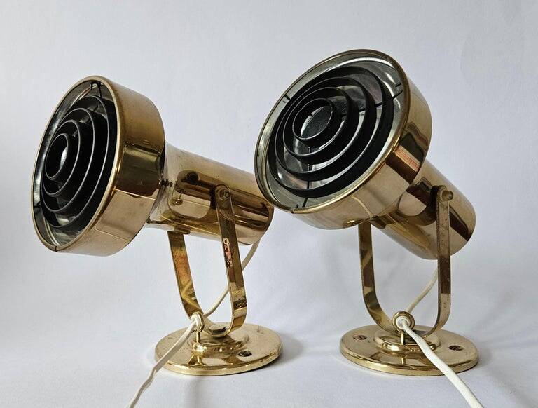 Rare pair of mid-century wall lamps, aneta, sweden, 1970s