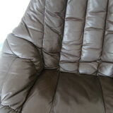 Pair of vintage Danish design brown leather swivel chairs by Bramin