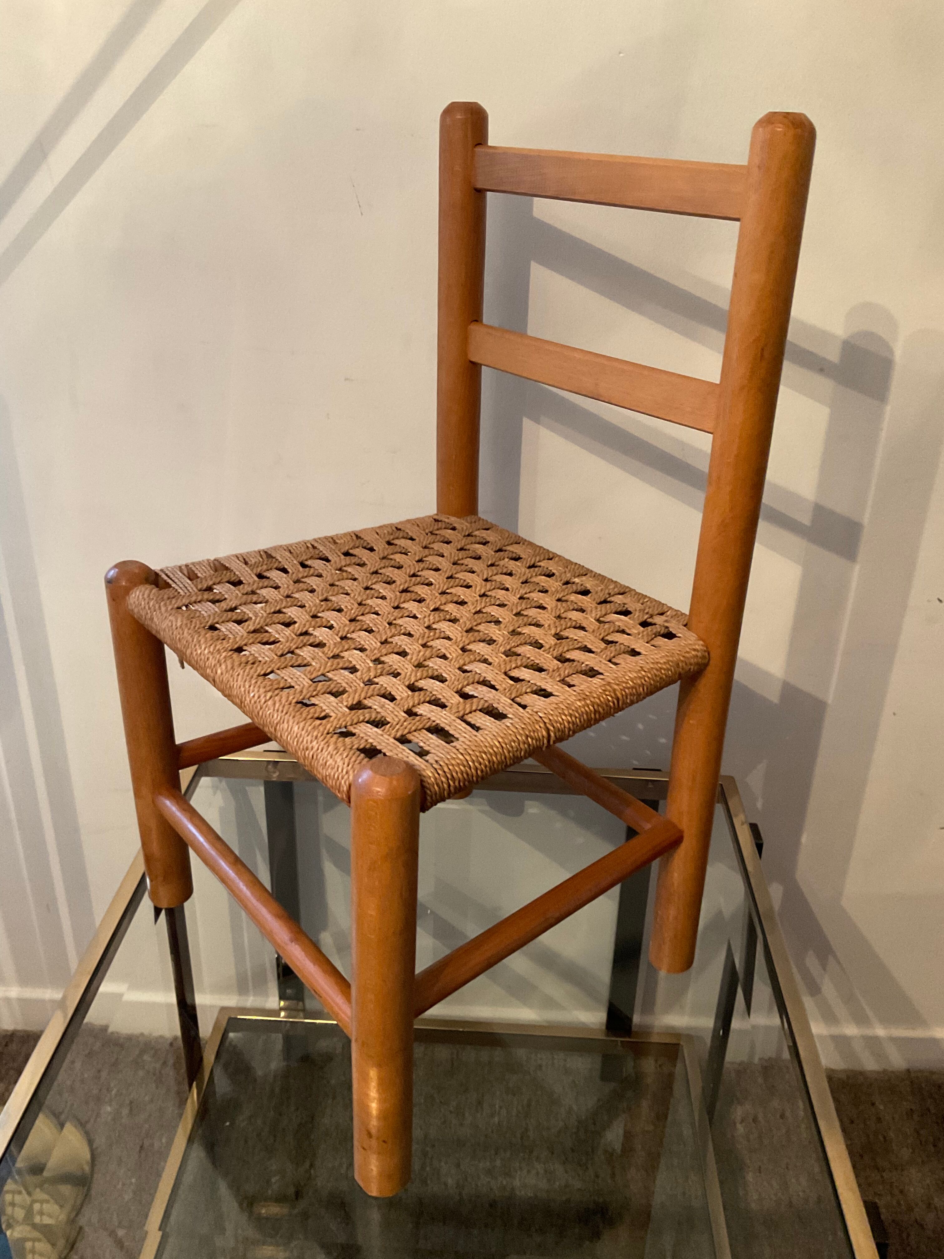Scandinavian children's chair sitting in rope 70s