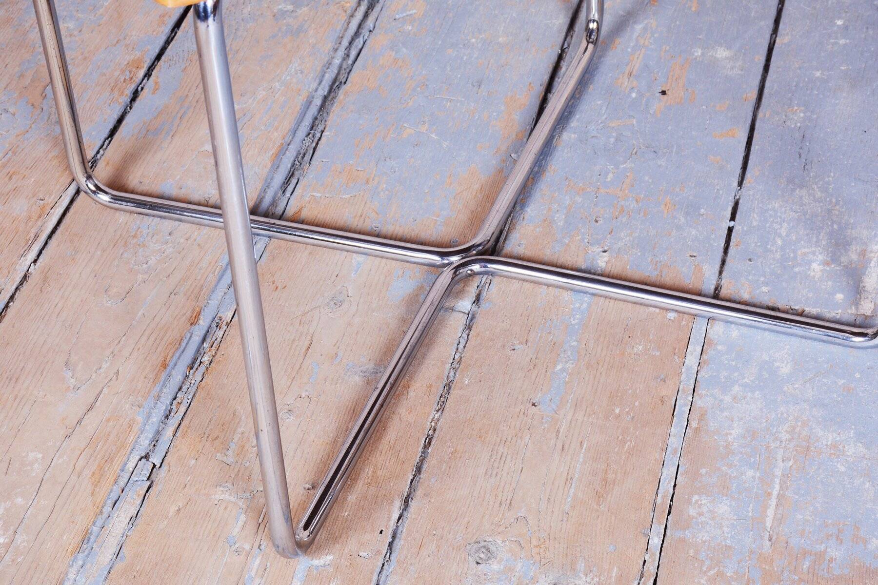 Bauhaus Table in Caucasian Walnut & Chrome attributed to Robert Slezák, Czech, 1930s