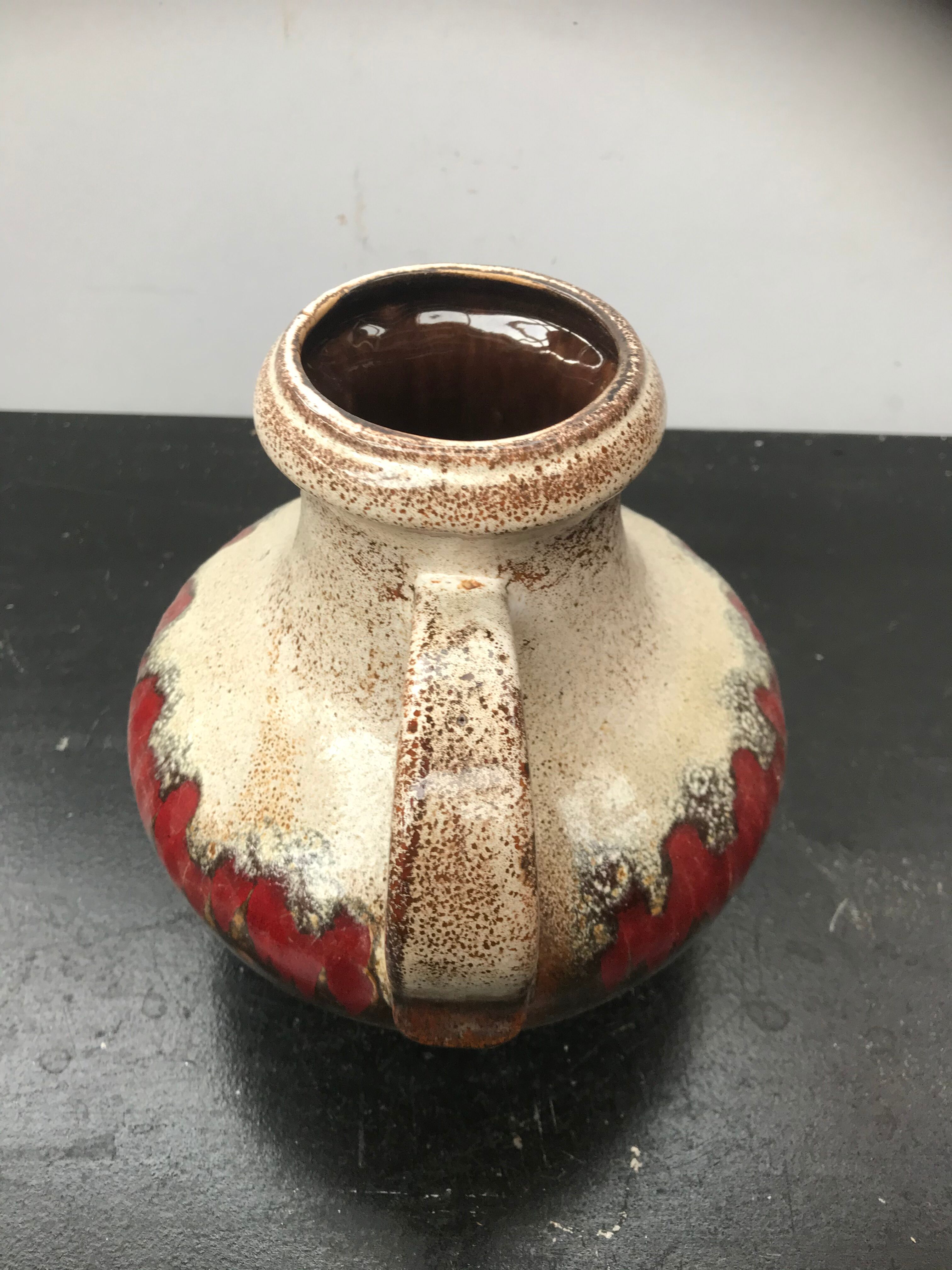 Former Pitcher SCHEVRICH Ceramics GERMANY Beige Brown Red Vintage