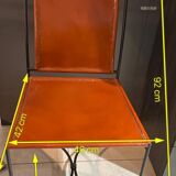 Chaise en cuir et fer forgé