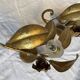 Pair of golden flower wall lights - 20th century