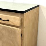 Vintage 60's sideboard in raw wood and blue formica