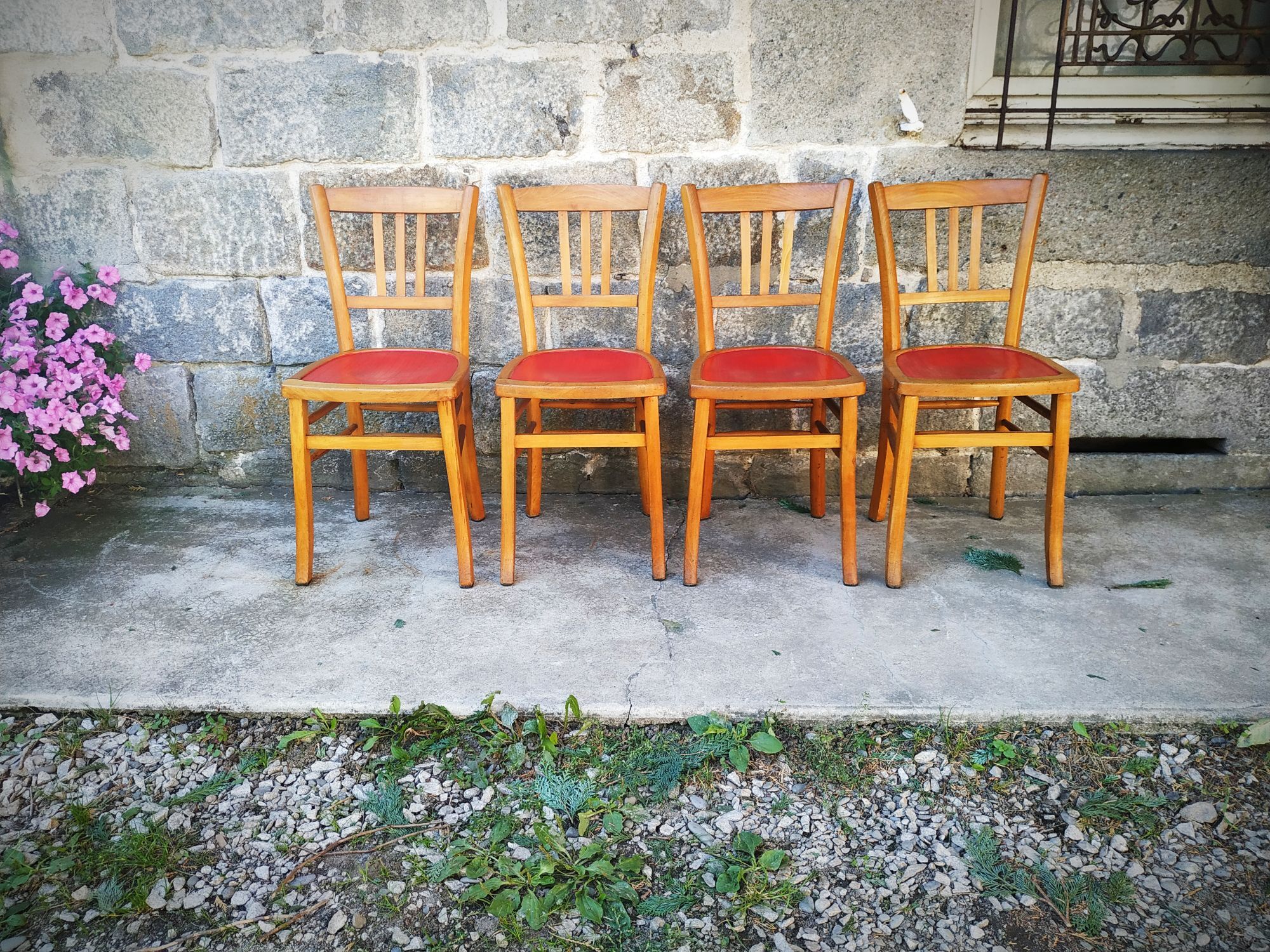 Set of four bistro chairs