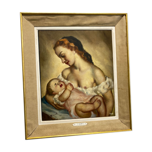 huile sur toile, maternité