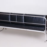 Restored Black Bauhaus Sofa, Designer Robert Slezak, High-Quality Leather, 1930s