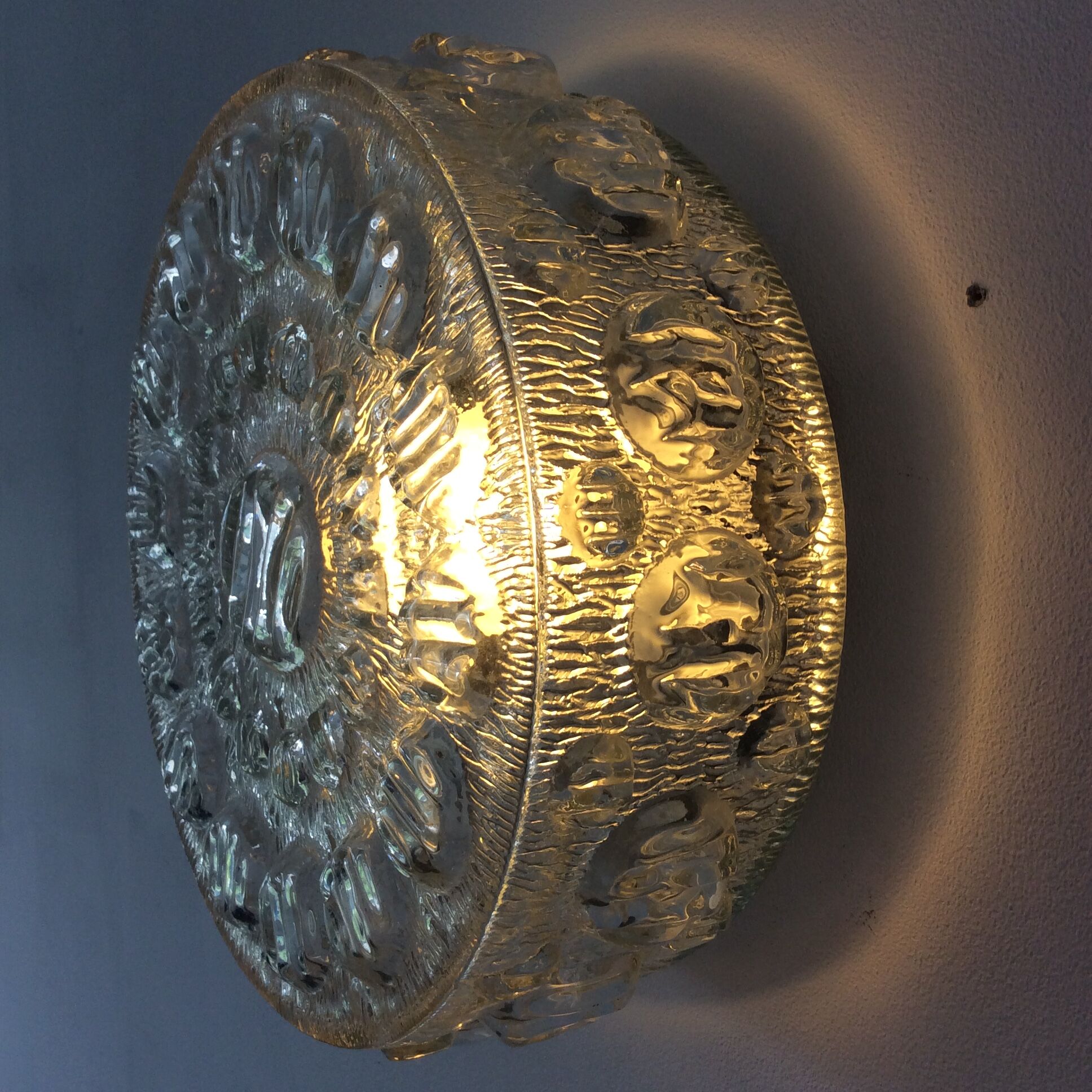 Vintage 60s-70s moulded glass ceiling light