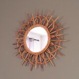Mirror sun in arched rattan 54cm, 1960