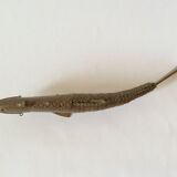 Old articulated brass fish box