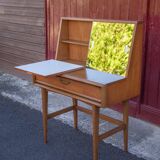 Vanity unit and its swivel armchair, Scandinavian furniture, desk, console, 50s