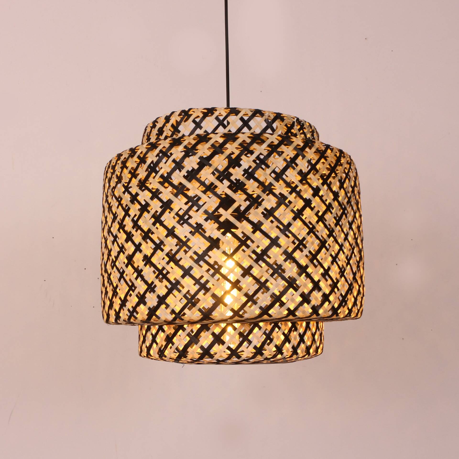 Bamboo Lighting 40 cm Black and  Natural, Bamboo Chandelier, Bamboo Lamp