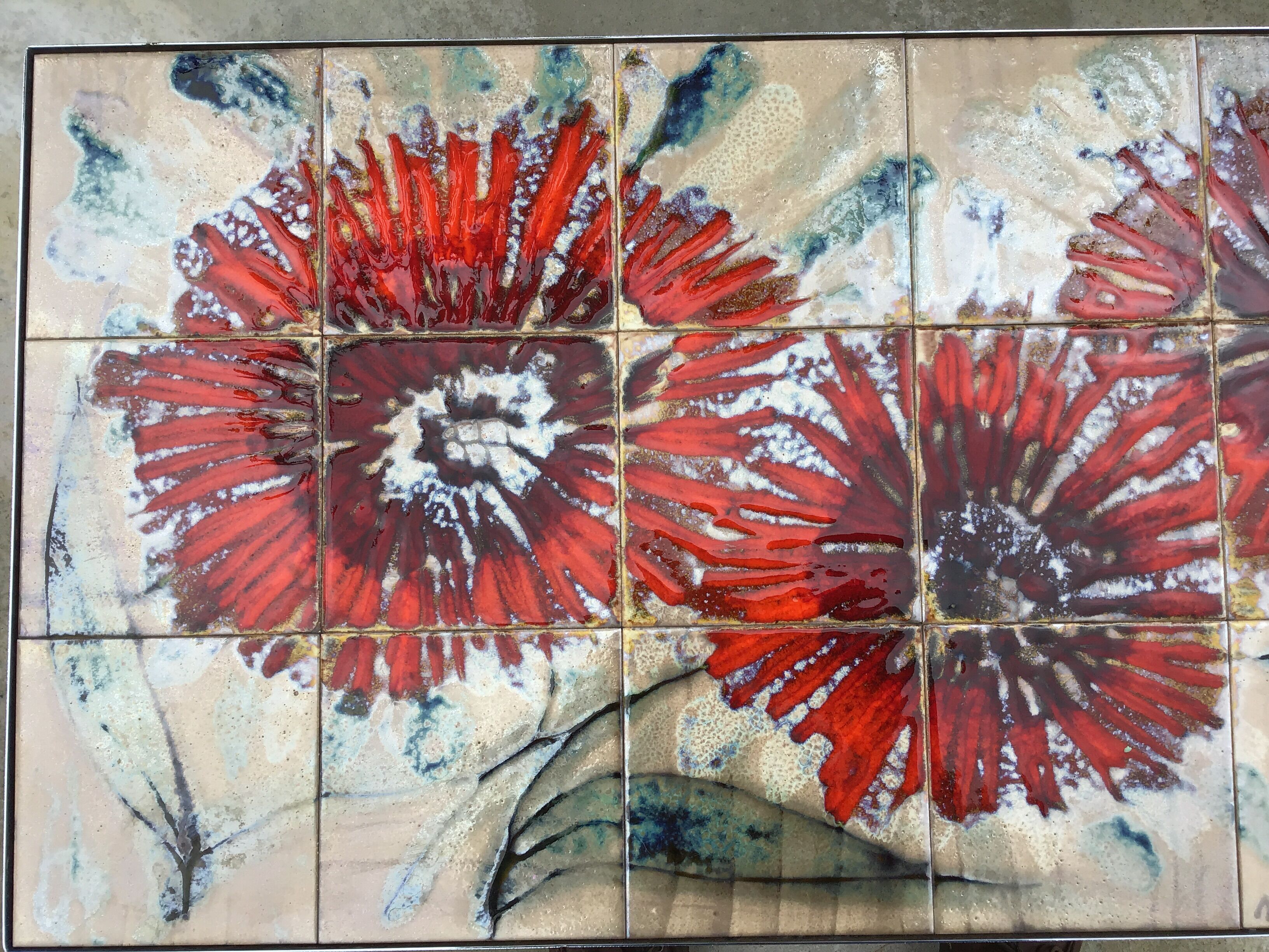 Coffee table "La grange" Vallauris vintage ceramic mosaic