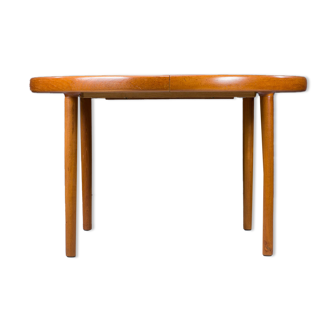 Table à manger pliante ronde en teck danois, années 1960