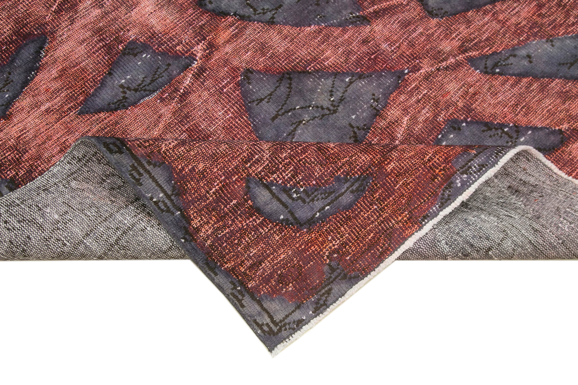 Hand-knotted hi-low pile oriental 1980s 157 cm x 264 cm purple carpet