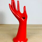 Hand baguier soliflore ceramic red