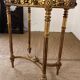 Wooden and marble pedestal table