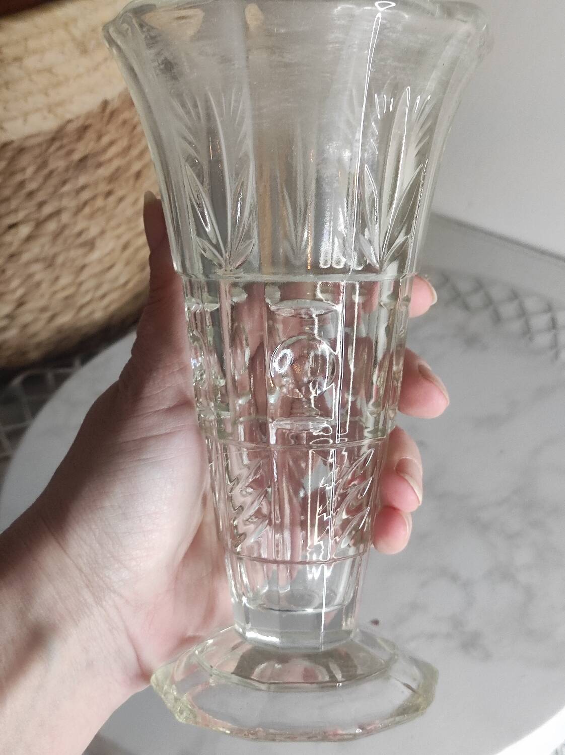 Vintage carved glass vase