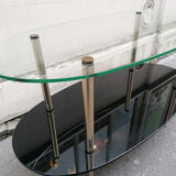 1960 oval glass and brass coffee table