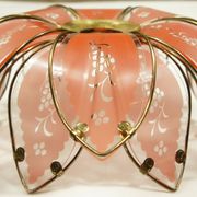 Italian lampshade "lotus flower" colored glass & brass 1970