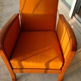 Armchair art deco backrest adjustable footrest integrated