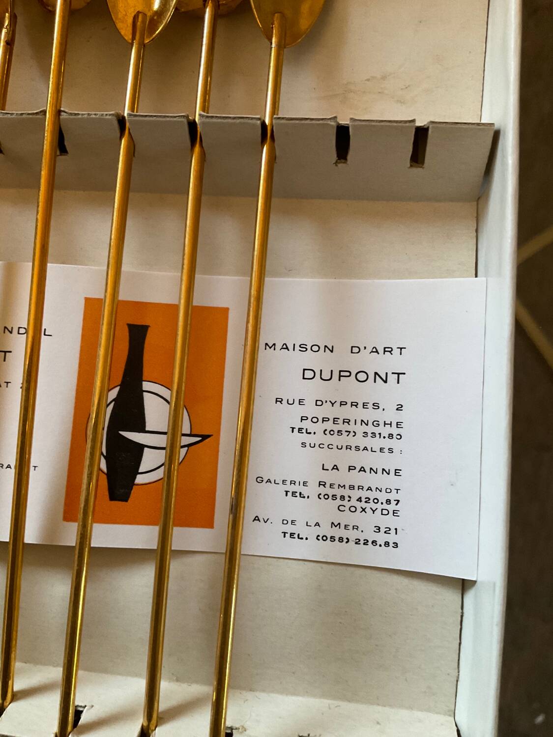 Series of 8 vintage golden spoons