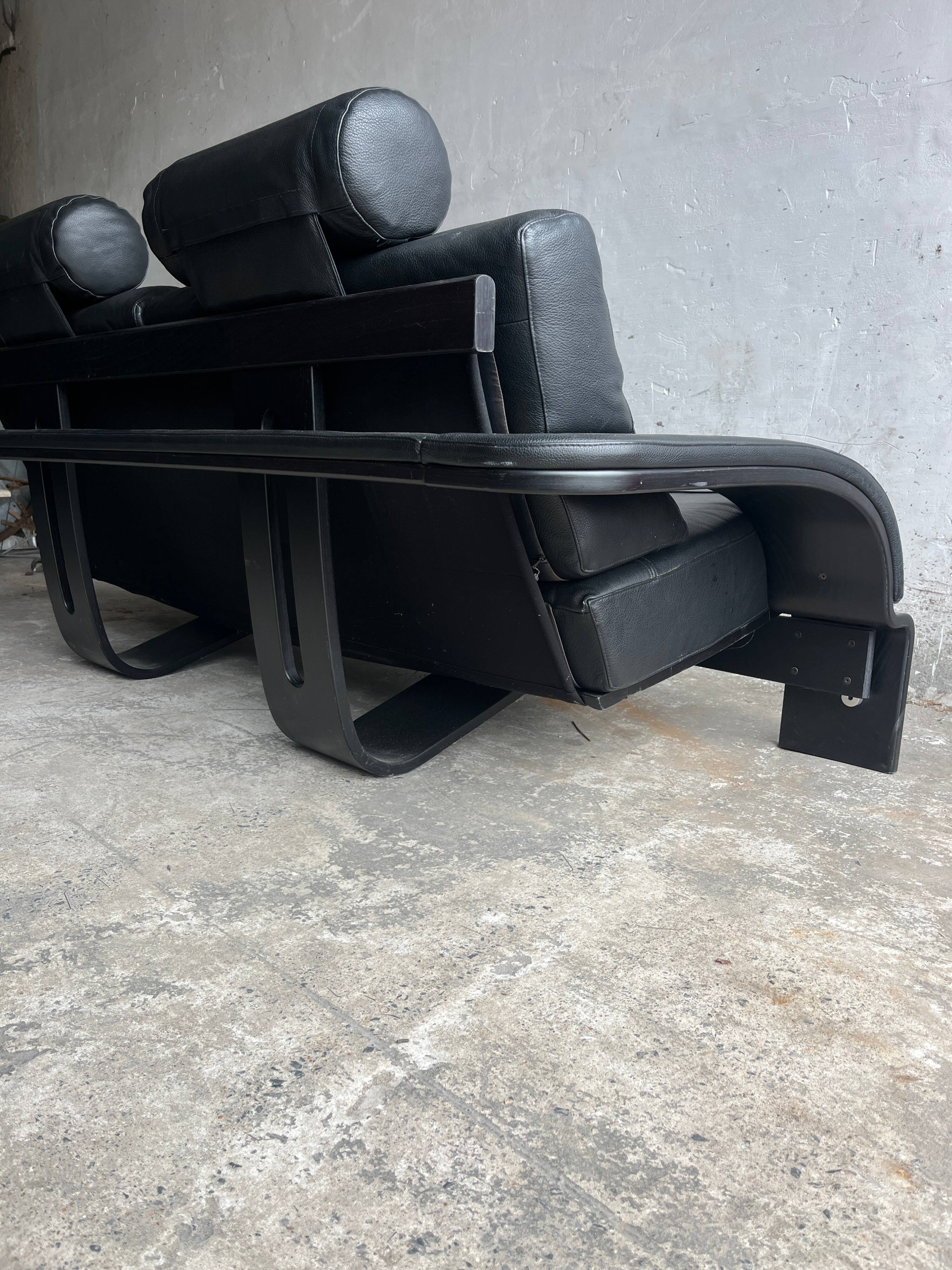 Nelo Kroken 4-piece black leather sofa set, 1970s