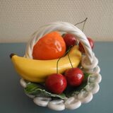 Old ceramic fruit basket vintage ceramic fruit basket barbotine
